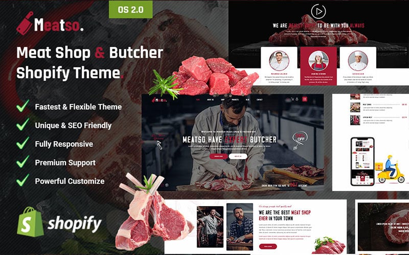 Meatso - Мясной магазин и мясная лавка Shopify Тема