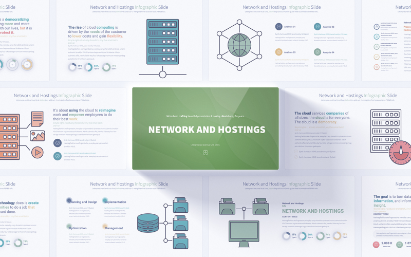 Modello completo di PowerPoint per la rete e l'hosting