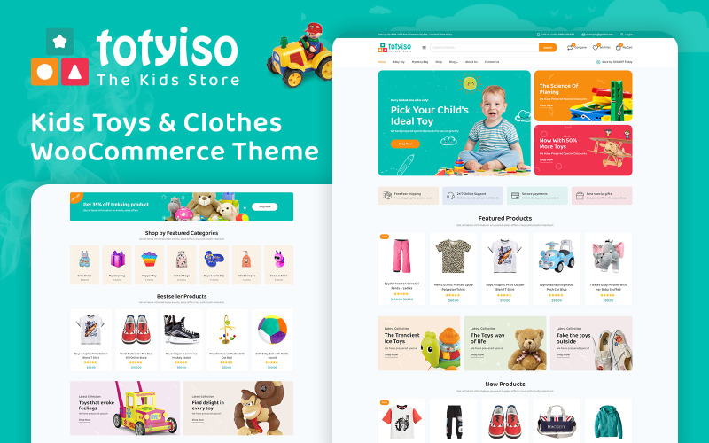 Totyiso - 儿童玩具和服装商店 Elementor WooCommerce 主题