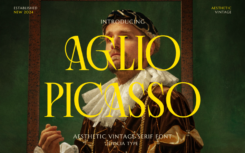 Aglio Picasso | Estetisk Vintage Serif Font