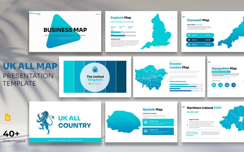 United Kingdom Map Google Slide Template