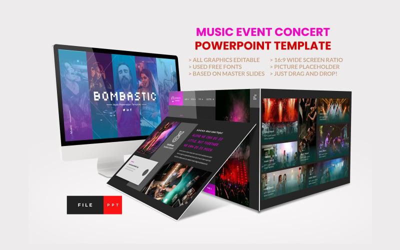 Modelo de PowerPoint de concerto de evento musical