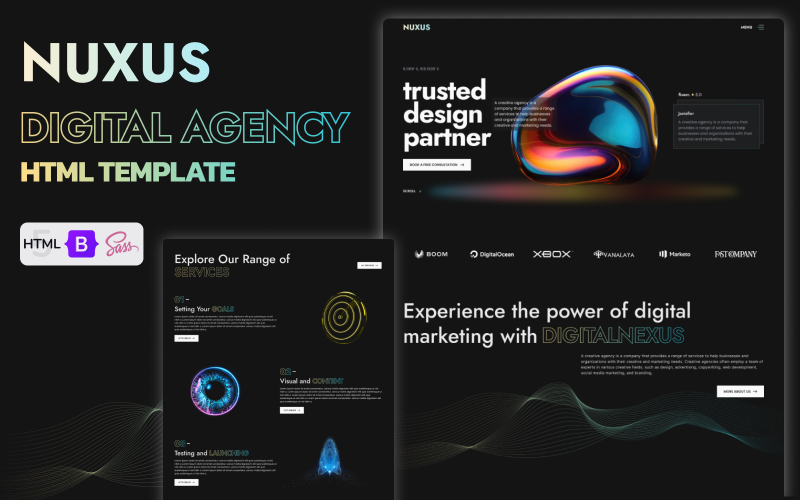 Nuxus – IT řešení $ Šablona webových stránek HTML5 digitální agentury