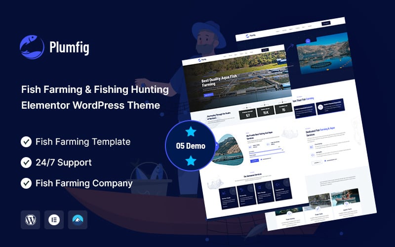 Plumfig – Tema de WordPress para Elementor dedicado a la cría de peces, la pesca y la caza