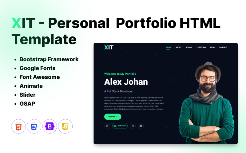 XIT - Modelo de Portfólio Pessoal em HTML