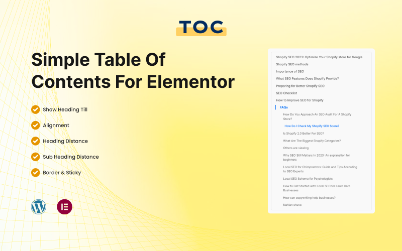 Tabla de contenidos sencilla para Elementor