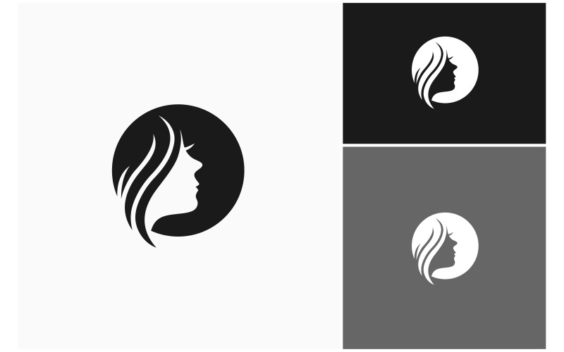 Beauty Woman Hair Face Circle Logo