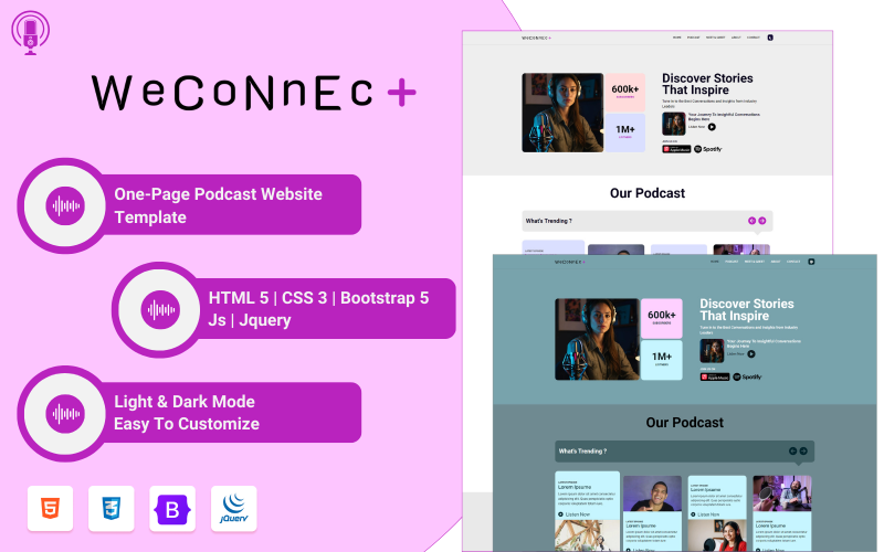 Weconnect One Page Podcast HTML Website Template