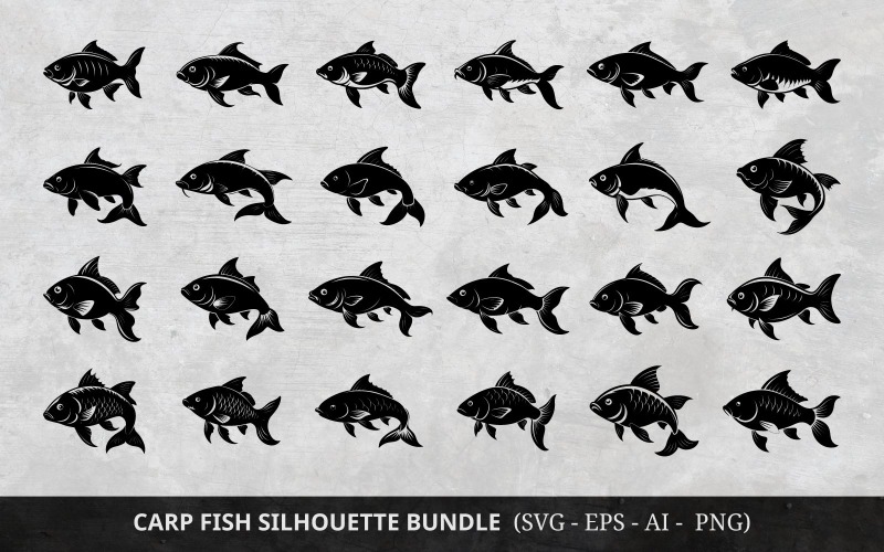 Carp fish silhouette design bundle set with white background