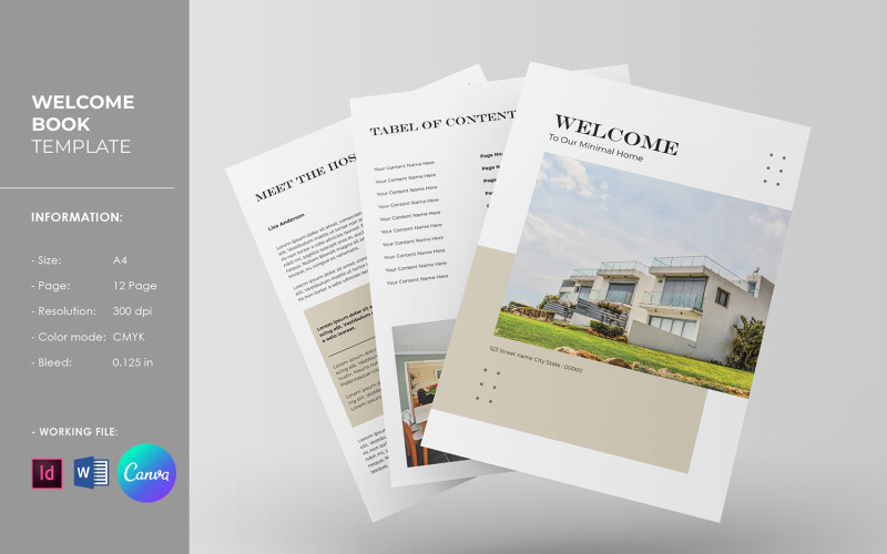 Flyer de bienvenue pour location de maison. Canva, Indesign et Word