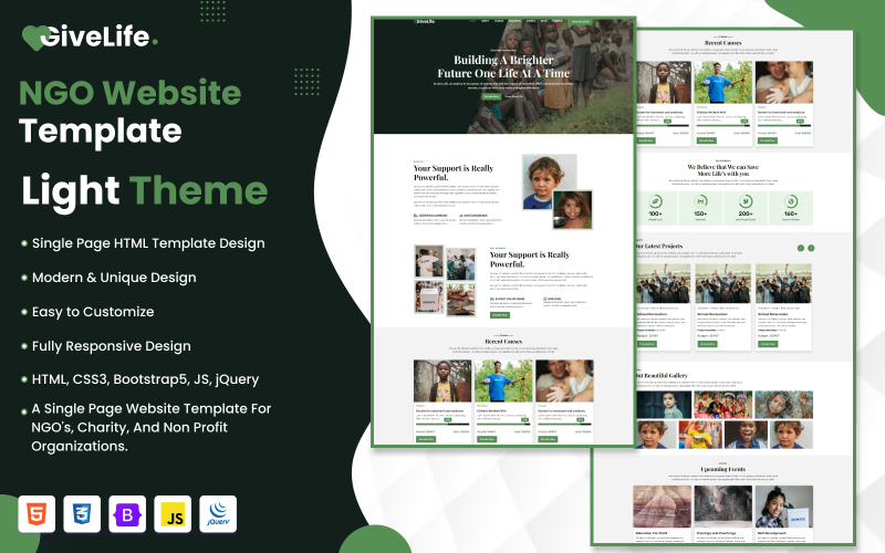 Give Life | One - Page NGO Website Template