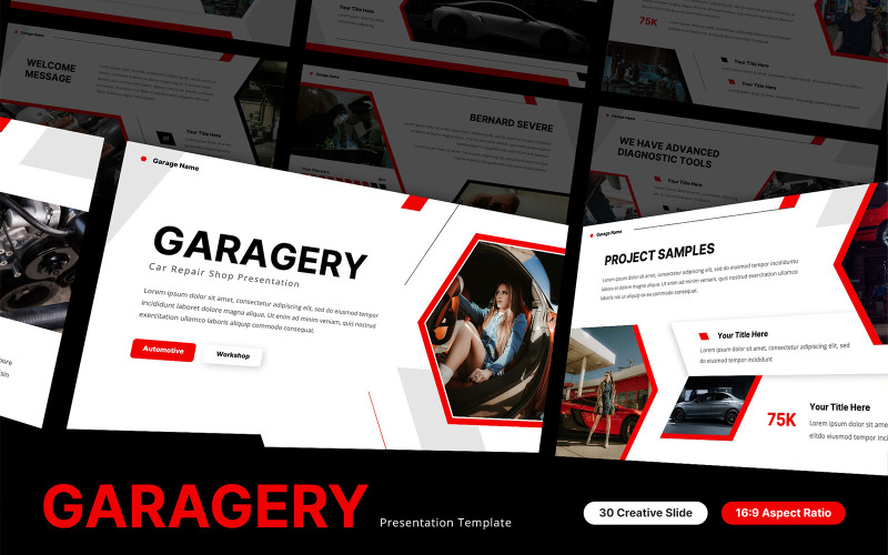 Garagem - Oficina de reparação de automóveis Google Slides Template