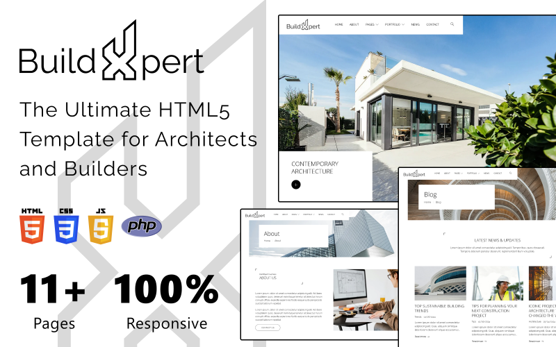 BuildXpert - Den ultimata HTML5-webbplatsmallen för arkitekter och byggare