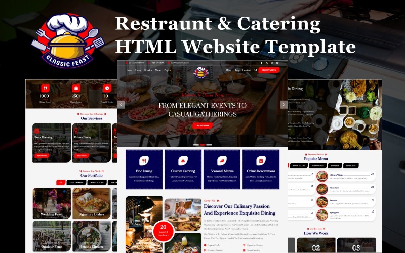 Classic Feast - HTML5-webbplatsmall för restaurang och catering