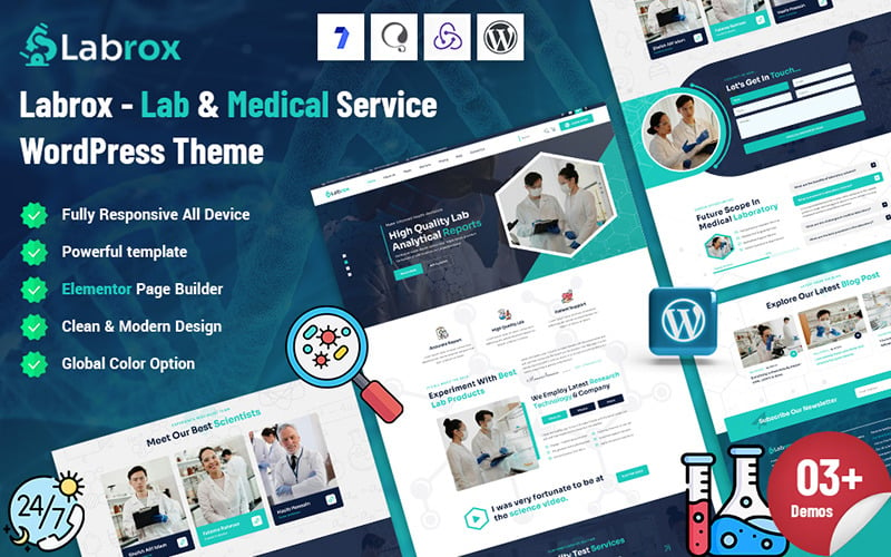 Labrox - Tema WordPress de serviço de laboratório