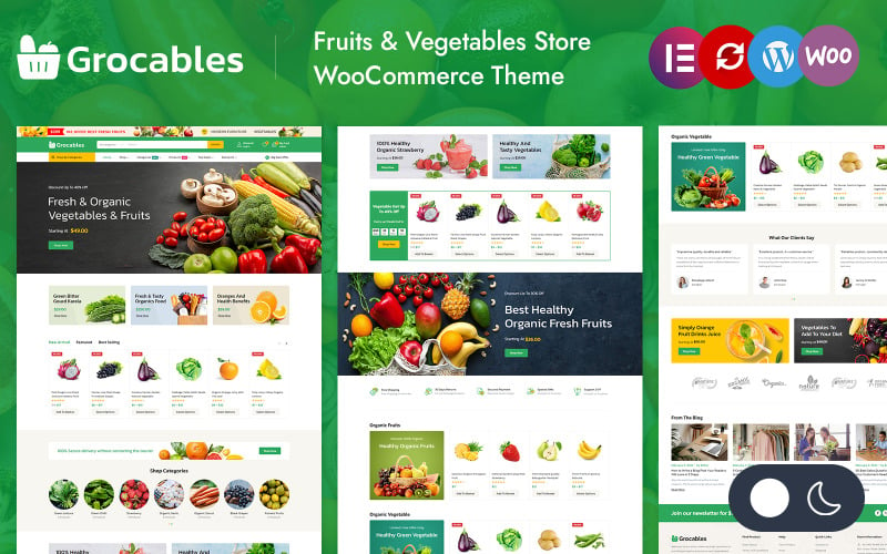 Grocables - Loja de vegetais, frutas e mercearia Elementor WooCommerce Tema responsivo