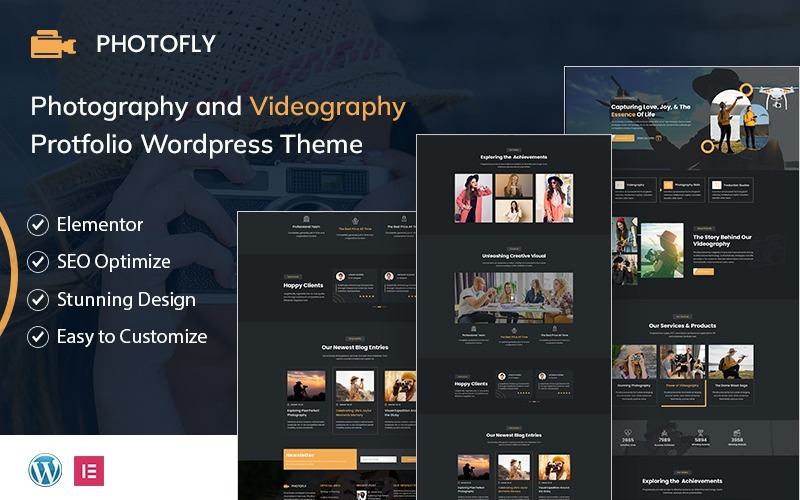 Photofly – Camera Fotografie en Videografie Portfolio WordPress Thema