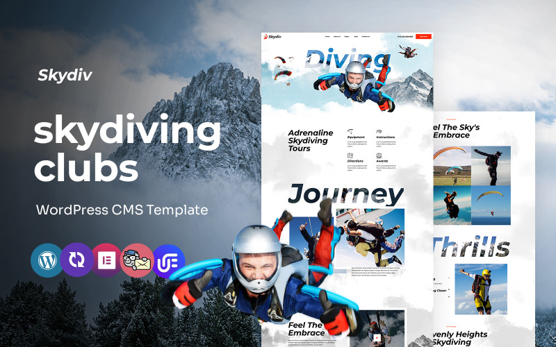 Skydiv - Sky Diving Clubs Multifunctioneel WordPress Elementor-thema