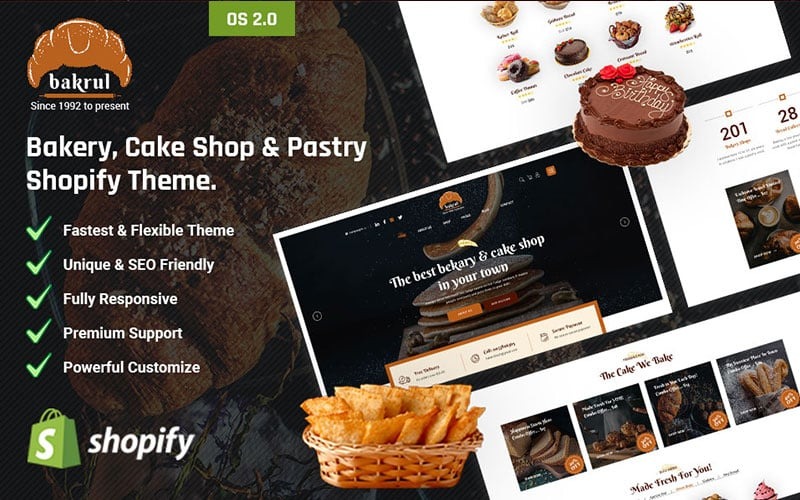 Bakrul - Piekarnia, Cukiernia i Cukiernia Motyw Shopify