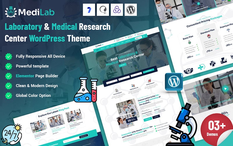 Medelab - Laboratory & Medical Research Center WordPress Theme