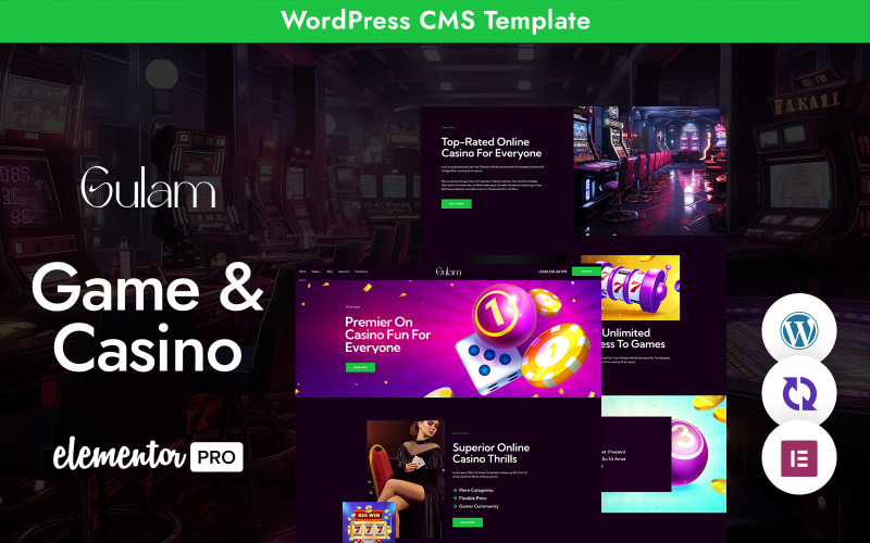 Gulam - Tema WordPress reattivo multiuso per giochi online e casinò