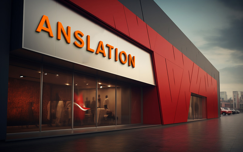 Realistic orange 3d front sign logo mockup