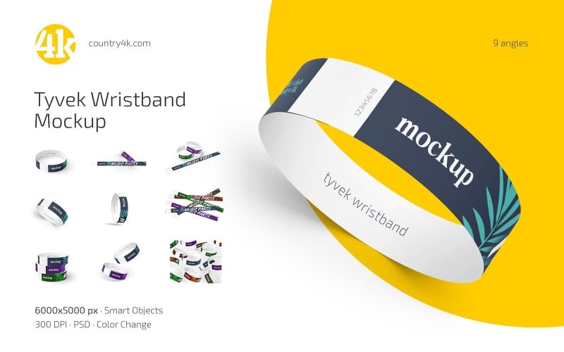 Tyvek Wristband Mockup Set