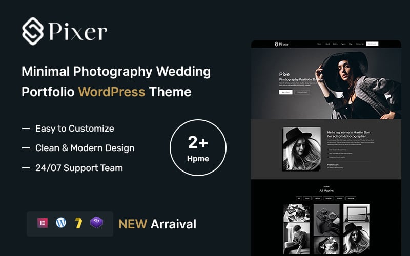 Pixer – 极简摄影婚礼作品集 WordPress 主题