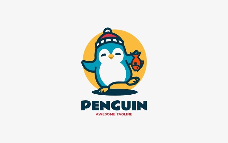 Logotipo de desenho animado de mascote de pinguim 9