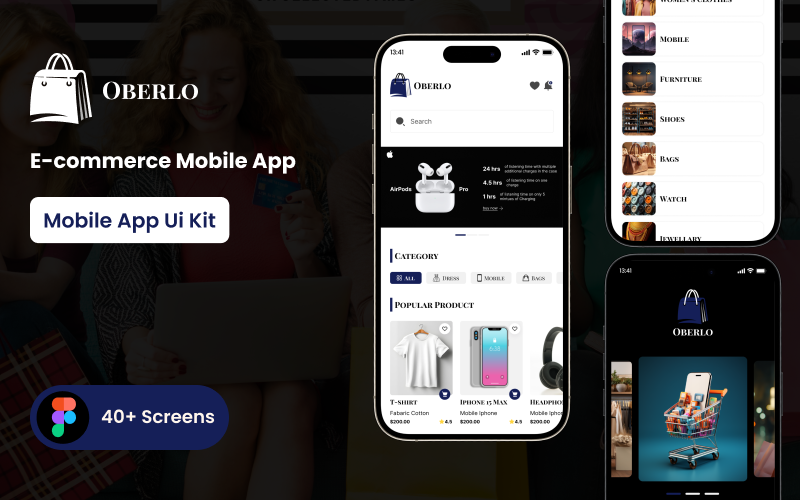 Modello Figma per app mobile e-commerce Oberlo