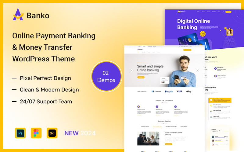 Banko – online platba, bankovnictví a převod peněz téma WordPress