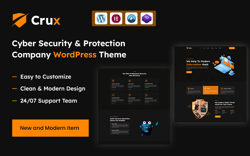 Crux – тема WordPress для компании по кибербезопасности и защите