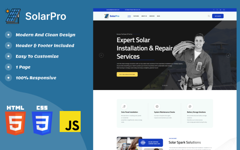 SolarPro - HTML5太阳能引导页