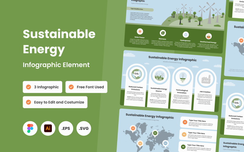 Plantilla de infografía sobre energía sostenible V1