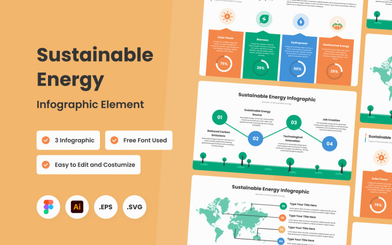 Plantilla de infografía sobre energía sostenible V3