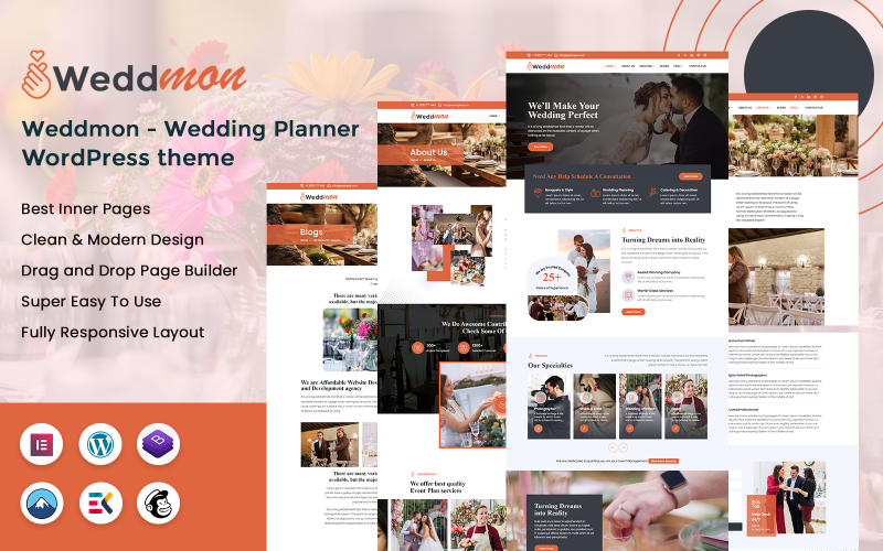 Weddmon - Tema WordPress para Planejador de Casamentos