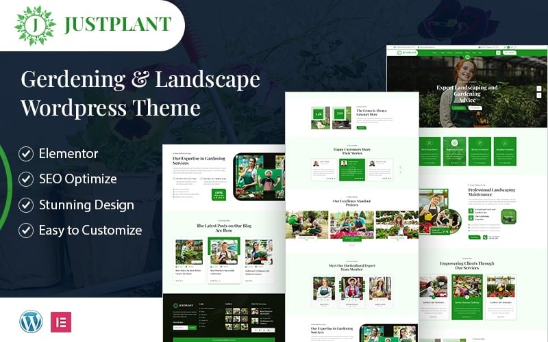 Justplant -园艺 & Landscape Elementor WordPress Theme