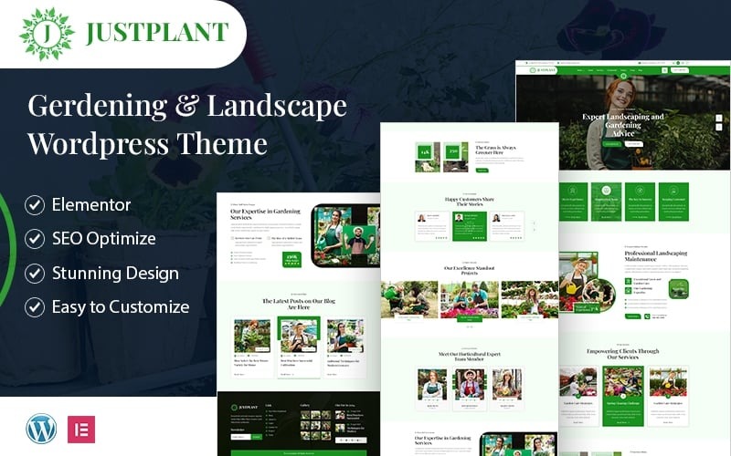 Justplant - Tema WordPress Elementor de jardinagem e paisagismo