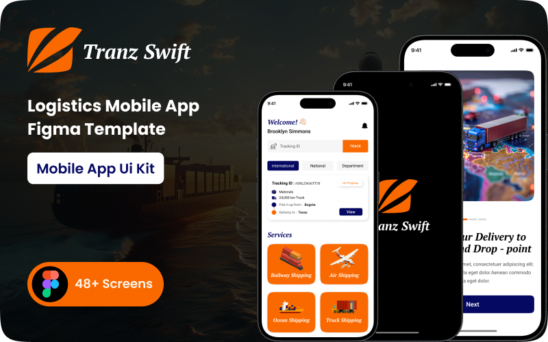 Tranz Swift - Modèle d'interface utilisateur d'application mobile de logistique