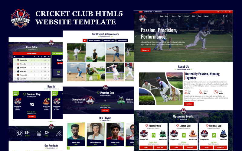 Bajnokok – Cricket & Sports Club HTML5 webhelysablon