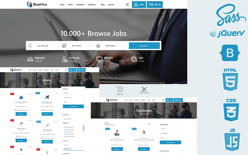 BlueHire - Portal de empleo Plantilla de sitio web HTML5 y CSS3