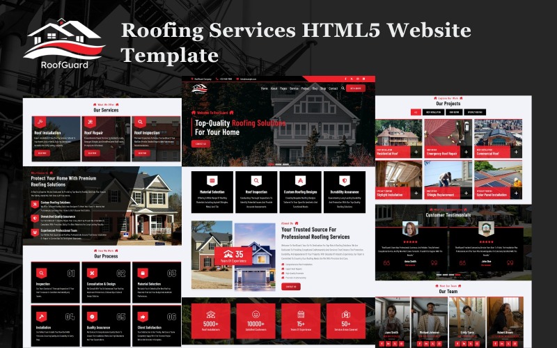 RoofGuard - HTML5-websitesjabloon voor dakbedekkingsdiensten