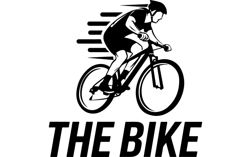 A stylized illustration of a cyclist riding a mountain bike