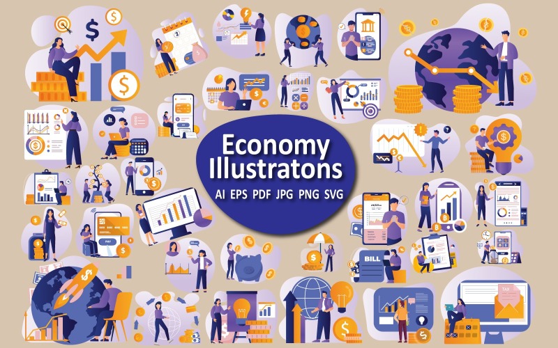 Collection d'illustrations sur l'économie essentielle