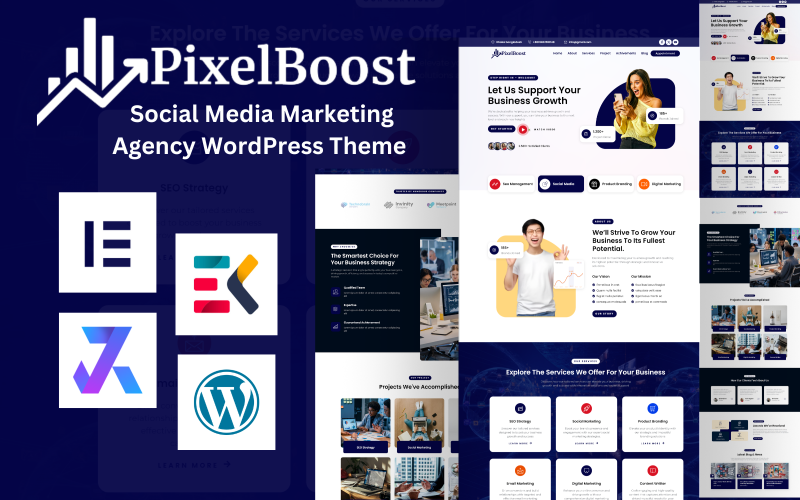 Pixelboost - Motyw WordPress dla agencji marketingu w mediach społecznościowych