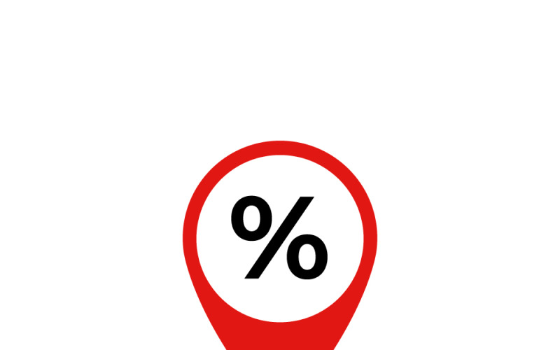 Location pin with a percentage symbol inside