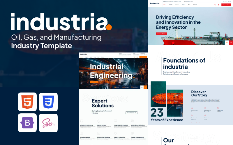 Industria – Modern olaj-, gáz- és ipari mérnöki Bootstrap 5 és HTML5 sablon