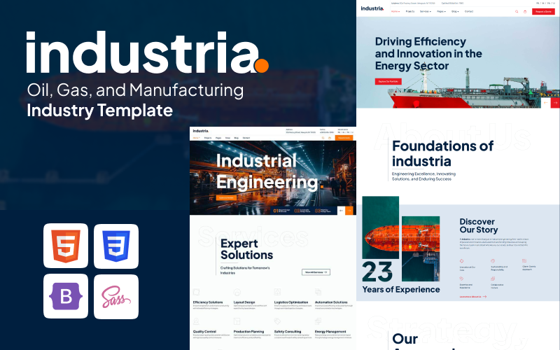 Industria - Plantilla Bootstrap 5 y HTML5 para ingeniería industrial, de gas y petróleo moderna