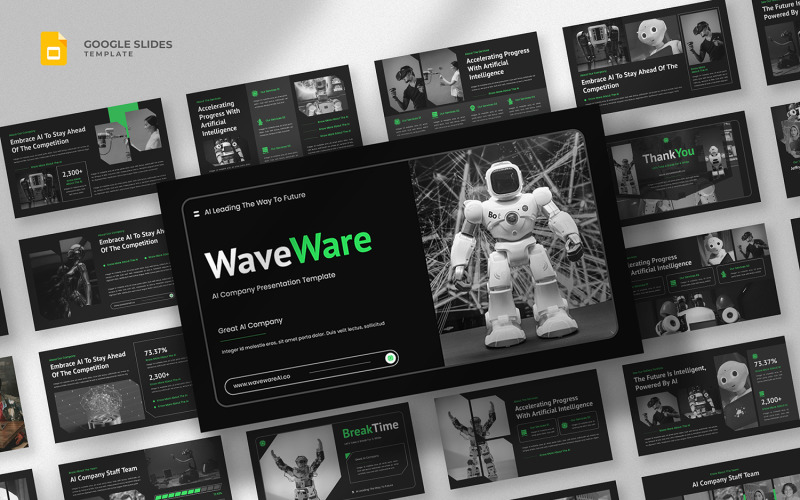 Waveware - Шаблон Google Slides на тему технологий искусственного интеллекта