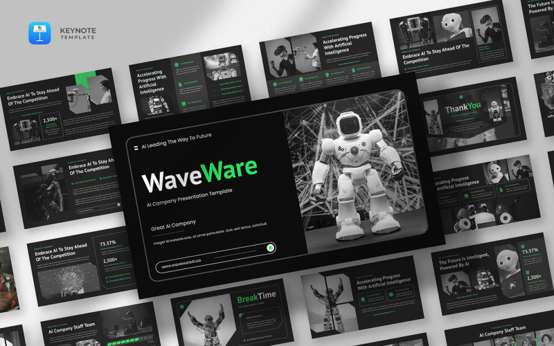 Waveware - Szablon prezentacji na temat technologii AI